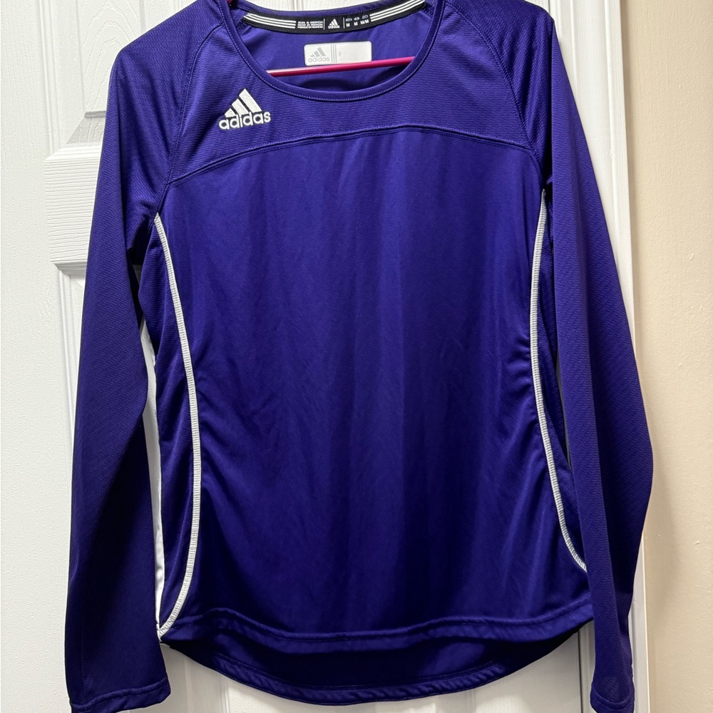 Adidas Long Sleeve Top in Rich Purple with White Accents